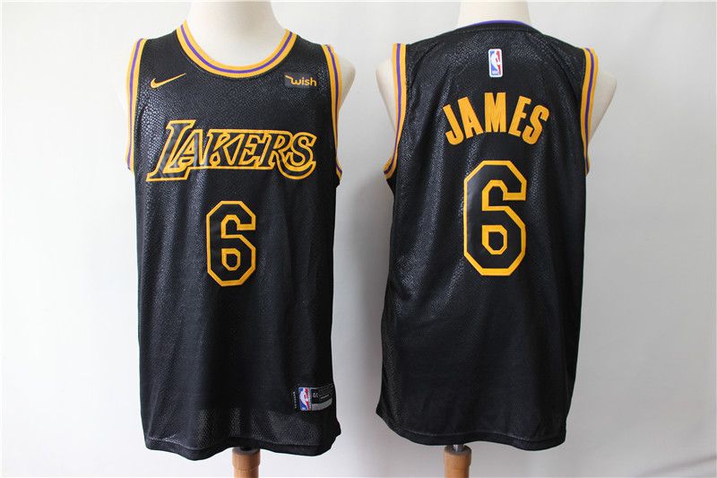 Men Los Angeles Lakers #6 James Black City Edition Nike NBA Jerseys